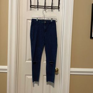 Striped blue jeans